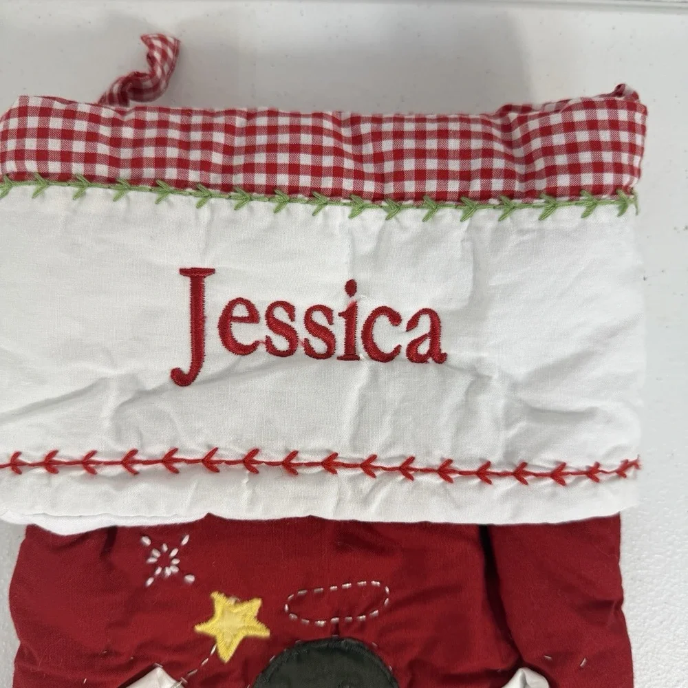 Pottery Barn Kids‎ Quilted Cotton Angel Gingham Christmas Name Jessica Stocking